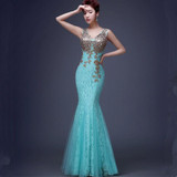 JSJ130T#Bridal Wedding party toast gown new spring summer 2017 fishtail dress blue long Lace bridesmaid dresses cheap wholesale