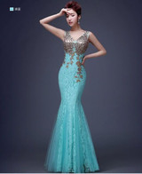 JSJ130L#Bridal Wedding party toast gown new spring summer 2017 fishtail dress blue long Lace bridesmaid dresses cheap wholesale