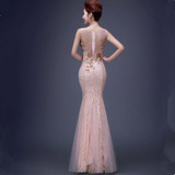 JSJ130F#Bridal Wedding party toast gown new spring summer 2017 fishtail dress pink long Lace bridesmaid dresses cheap wholesale