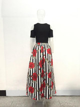 JRRY New Two Pieces Casual Women Maxi Dresses Short Sleeve Black Top Long Pattern Floral Dress Plus Size 6XL Vestidos