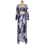 JRRY Fashion Three Pieces Print Women Jumpsuit Long Sleeve Cape Coat Strapless Top Long Pants Ladies Romper