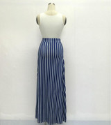 JRRY Casual Two Pieces Striped Women Maxi Dresses White Tank Top Sashes Pockets Long Dress Vestidos