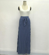 JRRY Casual Two Pieces Striped Women Maxi Dresses White Tank Top Sashes Pockets Long Dress Vestidos