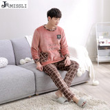 JRMISSLI Winter Thick Bear Men Flannel Pajamas Male Flannel Pajama Sets Nightwear Plus Size Home Clothing