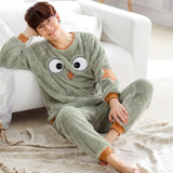 JRMISSLI Winter Flannel Men Long sleeves Long pants Thicker Pajama Sets Sleepwear Sets Home Wear