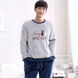 JRMISSLI New Autumn Winter Men's Pajamas Home Clothing Flannel Cartoon Pyjamas Men Sleepwear Pajama Sets Lounge M7955