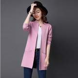 JQNZHNL2017 Spring Women Cardigans Plus Size Long Sleeved Knitting Cardigans Ladies Solid Color Pockets Sweater Coat OutwearE159