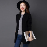 JQNZHNL2017 Spring Women Cardigans Plus Size Long Sleeved Knitting Cardigans Ladies Solid Color Pockets Sweater Coat OutwearE159