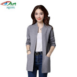 JQNZHNL2017 Spring Women Cardigans Plus Size Long Sleeved Knitting Cardigans Ladies Solid Color Pockets Sweater Coat OutwearE159