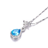 JQUEEN Natural Blue Topaz 925 Sterling Silver Water Drop Pendant Necklace 6.75Ct Pear Cut Jewelry Accessories 17.7 Inches JQUEEN Natural Blue Topaz 925 Sterling Silver Water Drop Pendant Necklace 6.75Ct Pear Cut Jewelry Accessories 17.7 Inches