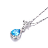 JQUEEN Natural Blue Topaz 925 Sterling Silver Water Drop Pendant Necklace 6.75Ct Pear Cut Jewelry Accessories 17.7 Inches JQUEEN Natural Blue Topaz 925 Sterling Silver Water Drop Pendant Necklace 6.75Ct Pear Cut Jewelry Accessories 17.7 Inches
