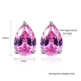 JQUEEN Natural Pink Topaz Necklace and Earrings 925 Sterling Silver Jewelry Sets Wedding Engagement Jewelry Bride Accessories