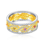 JQUEEN Natural Amethyst and Citrine Wedding Rings Gold Infinity Love 925 Sterling Silver For Women Fine Jewelry With Gift Box