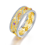 JQUEEN Natural Amethyst and Citrine Wedding Rings Gold Infinity Love 925 Sterling Silver For Women Fine Jewelry With Gift Box