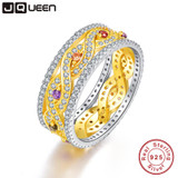 JQUEEN Natural Amethyst and Citrine Wedding Rings Gold Infinity Love 925 Sterling Silver For Women Fine Jewelry With Gift Box