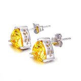 JQUEEN Jewelry Making 925 Sterling Silver Jewelry set Triangle Citrine Natural Gem Jewelry Sets with jewelry box