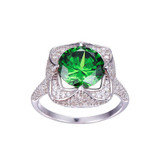 JQUEEN 6.5ct Genuine Emerald 925 Sterling Silver Rings Round Cut Flower Design Engagement Ring anillos anel aneis Wholesale
