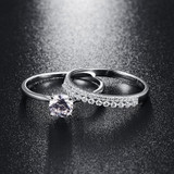 JQUEEN 0.9 Carat Round Cut Ring Set Solid 925 Sterling Silver Bague 2pcs Engagement Wedding Bridal Ring Set Jewelry With Box JQUEEN 0.9 Carat Round Cut Ring Set Solid 925 Sterling Silver Bague 2pcs Engagement Wedding Bridal Ring Set Jewelry With Box