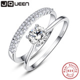 JQUEEN 0.9 Carat Round Cut Ring Set Solid 925 Sterling Silver Bague 2pcs Engagement Wedding Bridal Ring Set Jewelry With Box JQUEEN 0.9 Carat Round Cut Ring Set Solid 925 Sterling Silver Bague 2pcs Engagement Wedding Bridal Ring Set Jewelry With Box
