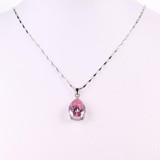 JQueen 13.95Ct Oval Water Drop Pink Topaz Necklaces & Pendants Genuine Silver 925 Jewelry Charms Engagement Wedding Jewelry