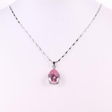 JQueen 13.95Ct Oval Water Drop Pink Topaz Necklaces &amp; Pendants Genuine Silver 925 Jewelry Charms Engagement Wedding Jewelry