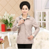 JQNZHNL Middle age Large size Women 2017Hot style Spring Fashion Elegant Women Windbreaker Coat Slim Solid color Short Coat AD91