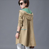 JQNZHNL Female Windbreaker 2017 Spring New fashion Hooded Loose Women Coat Slim Elegant Plus size Long Sleeves Women Coat AA366