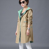 JQNZHNL Female Windbreaker 2017 Spring New fashion Hooded Loose Women Coat Slim Elegant Plus size Long Sleeves Women Coat AA366