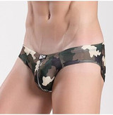 JQK336 Men's Sexy Briefs Shorts Leather Zipper Camouflage Underwear Slim Fit Briefs