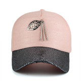 JOYMAY 2017 New arrival high quality fashion women snapback cap metal leaf  bling visor baseball cap  B423