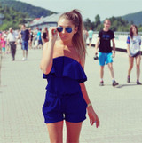 JOYINPARTY New ladies red slim jumpsuits for 2016 Summer sexy off shoulder strapless slash neck mini jumpsuit
