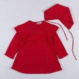 JOYHOPY Quality Knitted Girls Long Sleeve Dress 2017 Winter Autumn White Red Baby Girl Princess Dress with Hats