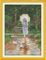 Joy Sunday Umbrella girl DMC Counted Chinese Cross Stitch Kits printed Cross-stitch set Embroidery Needlework