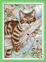 Joy sunday Sleeping in the lazy cat cross stitch pattern kits handcraft make embroidery with chart