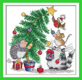 Joy sunday cartoon style Christmas gift cross stitch set needlepoint patterns forpatchwork accessories tools