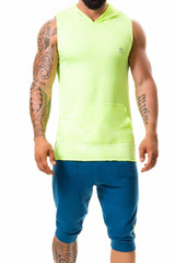 Jor Neon-Green Stereo Hooded Tank Top