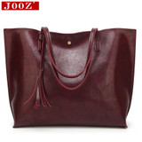 JOOZ Luxury Soft Leather Women Shoulder Bag Fashion Brand Tassel Women's Leather Handbags High Quality Designer big Women Bag