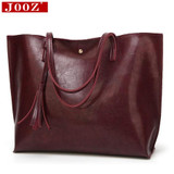 JOOZ Luxury Soft Leather Women Shoulder Bag Fashion Brand Tassel Women's Leather Handbags High Quality Designer big Women Bag