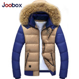 JOOBOX Brand 2017 Men's Winter Hooded Fur Collar Parkas Men Thin Overcoats Male Fashion Slim Warm Jackets Padded Brand Clothing