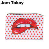 Jom Tokoy Red lip 3D Printing women cosmetic bags neceser makeup bag bolsos mujer de marca famosa 2017 necessaire toiletry bag