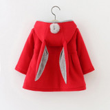 New Baby Girls coats Rabbit Hooded Autumn Winter jackets Solid color 6M-2 old size Clothes 7BT011