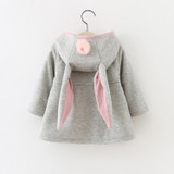 New Baby Girls coats Rabbit Hooded Autumn Winter jackets Solid color 6M-2 old size Clothes 7BT011