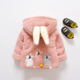 New Baby Girl Rabbit coat Cartoon Hooded fleece outerwear Winter Autumn 9M-2 old size Clothes 7BT018