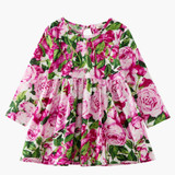 New Baby Girl Floral Dresses Kids Long Sleeve Rose Flower Printed Princess Wedding Party Dress Children Pleated Clothes Costume