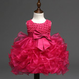 New Baby Girl Dress 2017 Summer Party dress Sleeveless Bow Girls Tutu Dress Princess Chiffon Toddler Lace Flower Clothes Vestido