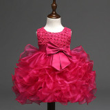 New Baby Girl Dress 2017 Summer Party dress Sleeveless Bow Girls Tutu Dress Princess Chiffon Toddler Lace Flower Clothes Vestido
