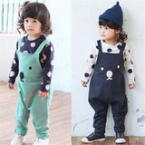 New Baby Boy Girls Bib Pants Overalls Bear Print Harem Pants Long Trousers 0-3 Years