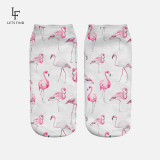 New 3D Print Casual Polyester Socks Flamingo Women Durable Socks Cute Low Cut Ankle Sock Cartoons Casual Type Teenager Socks