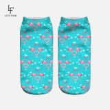 New 3D Print Casual Polyester Socks Flamingo Women Durable Socks Cute Low Cut Ankle Sock Cartoons Casual Type Teenager Socks