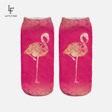 New 3D Print Casual Polyester Socks Flamingo Women Durable Socks Cute Low Cut Ankle Sock Cartoons Casual Type Teenager Socks